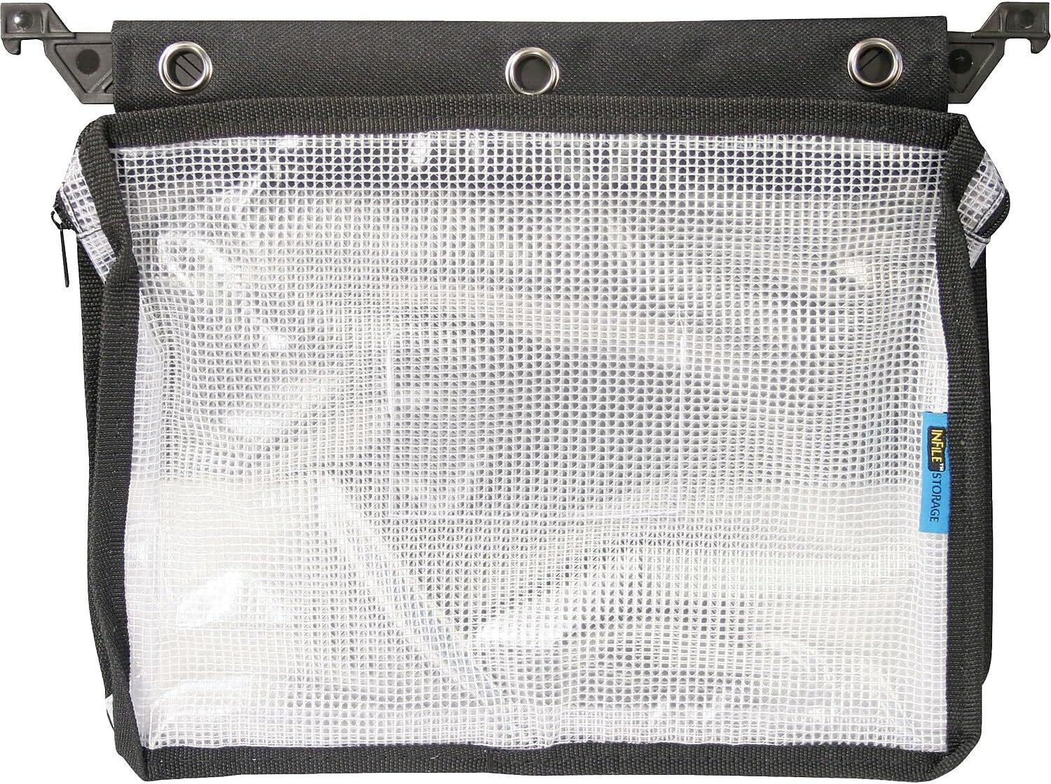 Clear Mesh Expanding Zipper Pouch with Black Trim