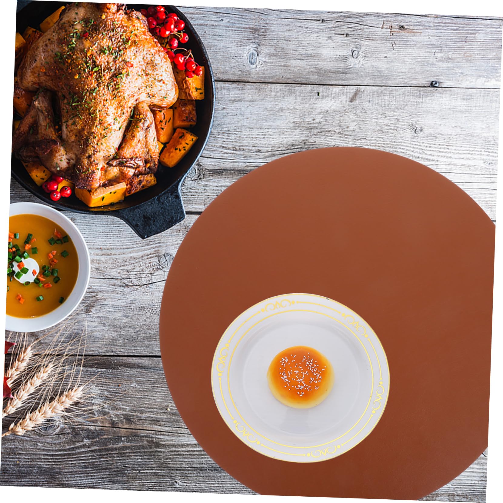 6 Tovagliette in Similpelle Rotonde Moderne Per Tavolo Da Pranzo Tovagliette Decorative Per Feste