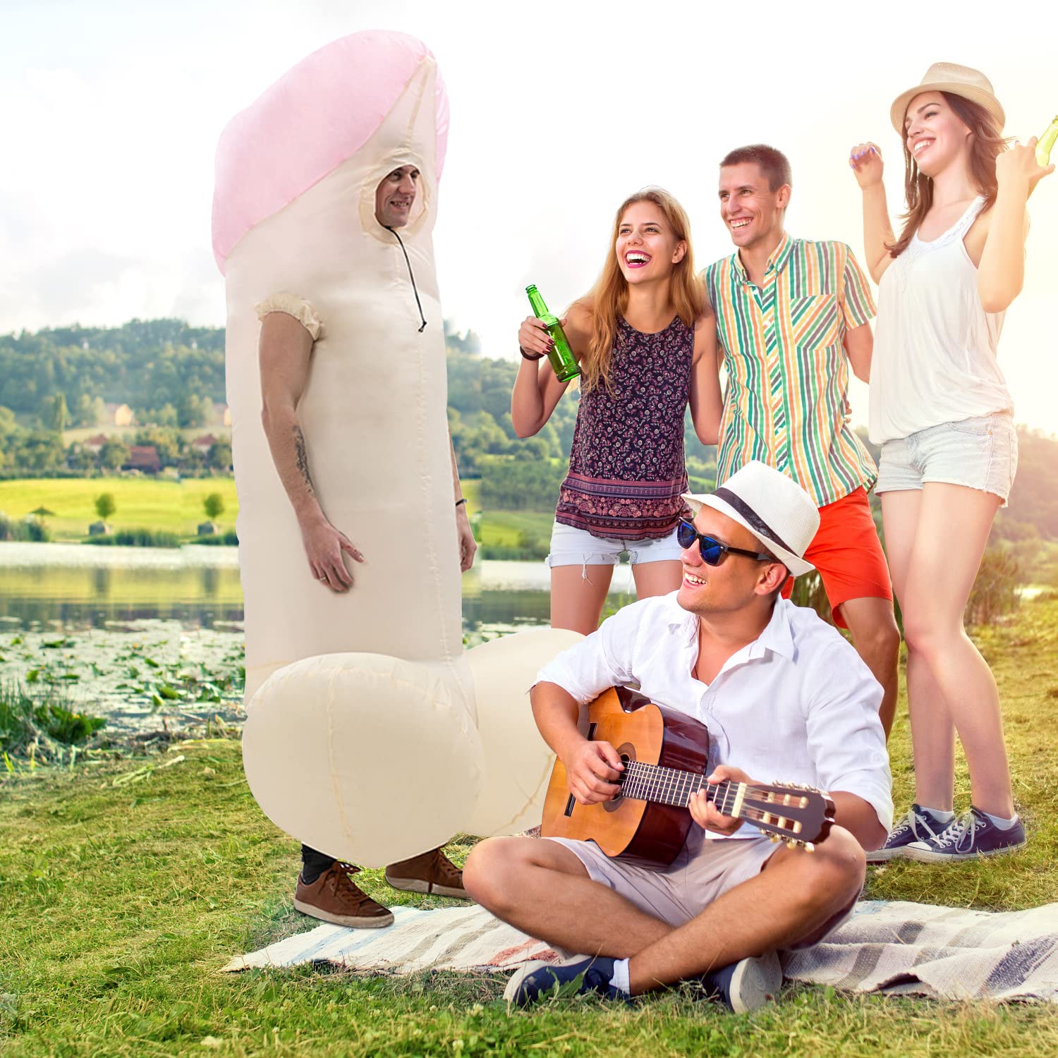 leiruo - Costume gonflable adulte 1 pièce, drôle, cadeau d'anniversaire, fête de carnaval