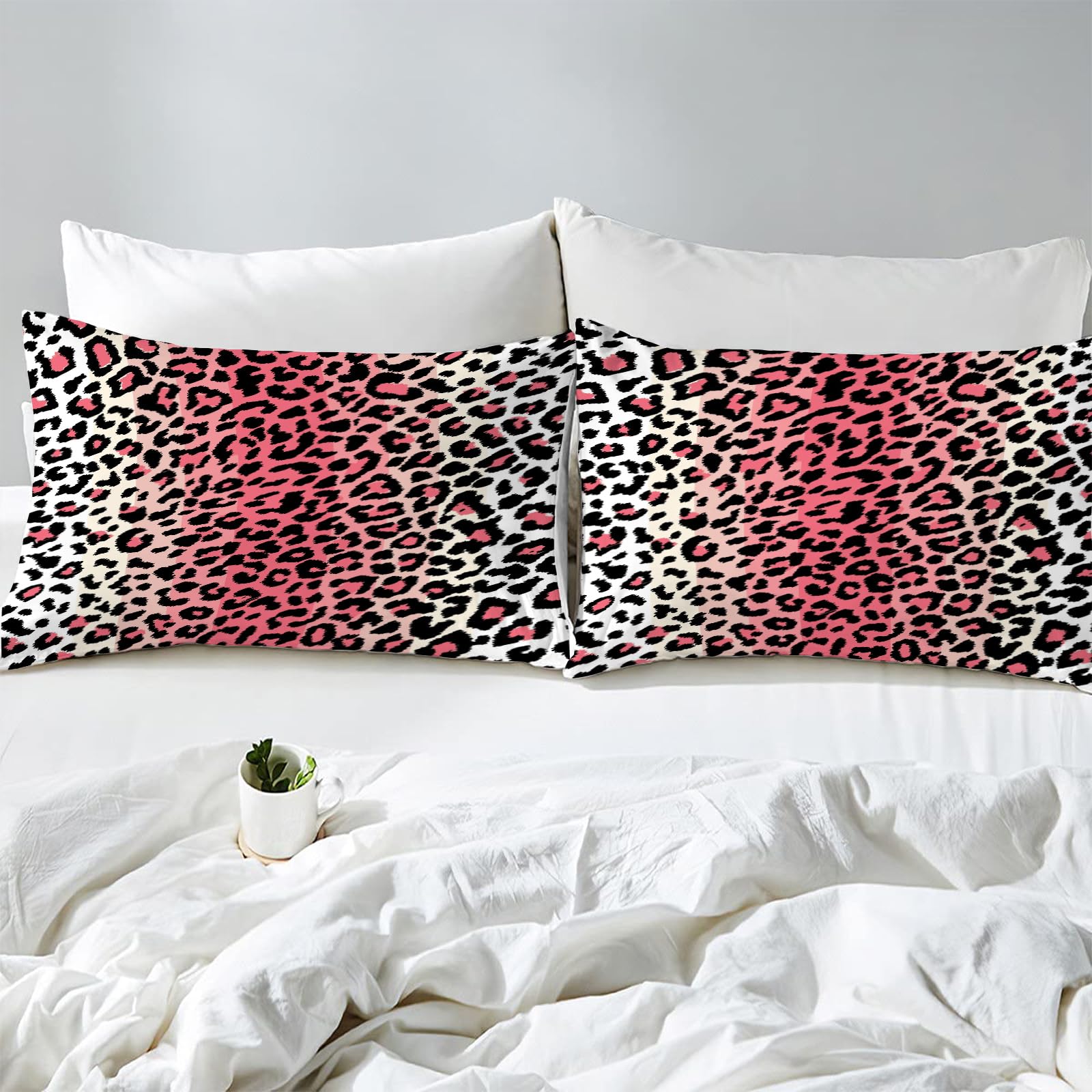 Copripiumino Matrimoniale Leopardato Nero 260x240 Cm – Set Con 2 Federe 50x80, Microfibra Morbida