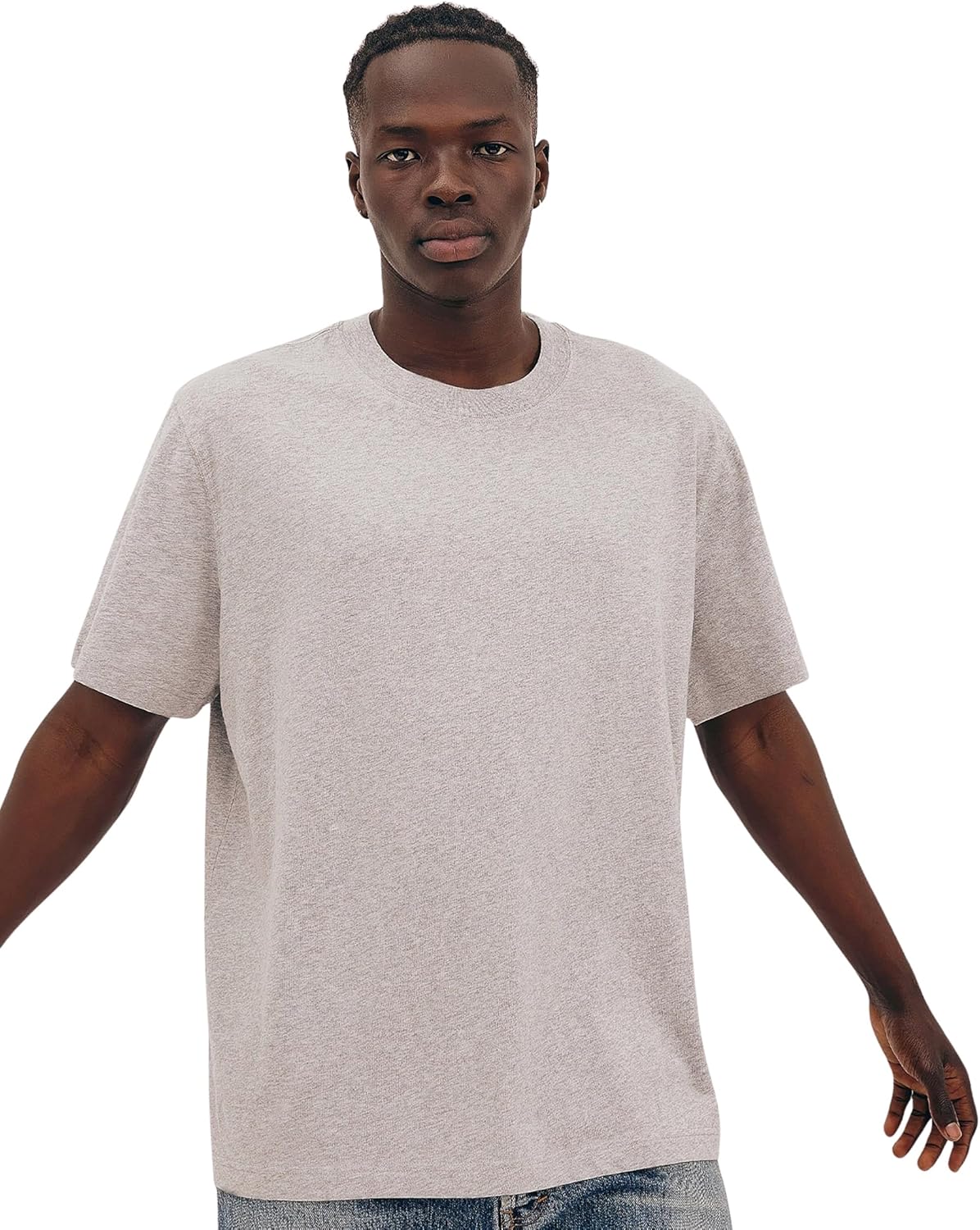 Organic Basics Mens True Boxy Fit Organic Cotton Short Sleeve Crewneck Tee Shirt