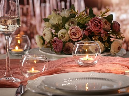 Miniatura 7 de LAMORGIFT 24 portavelas votivas transparentes, portavelas de cristal a granel, bonitos portavelas pequeños jarrones para bodas, compromisos,