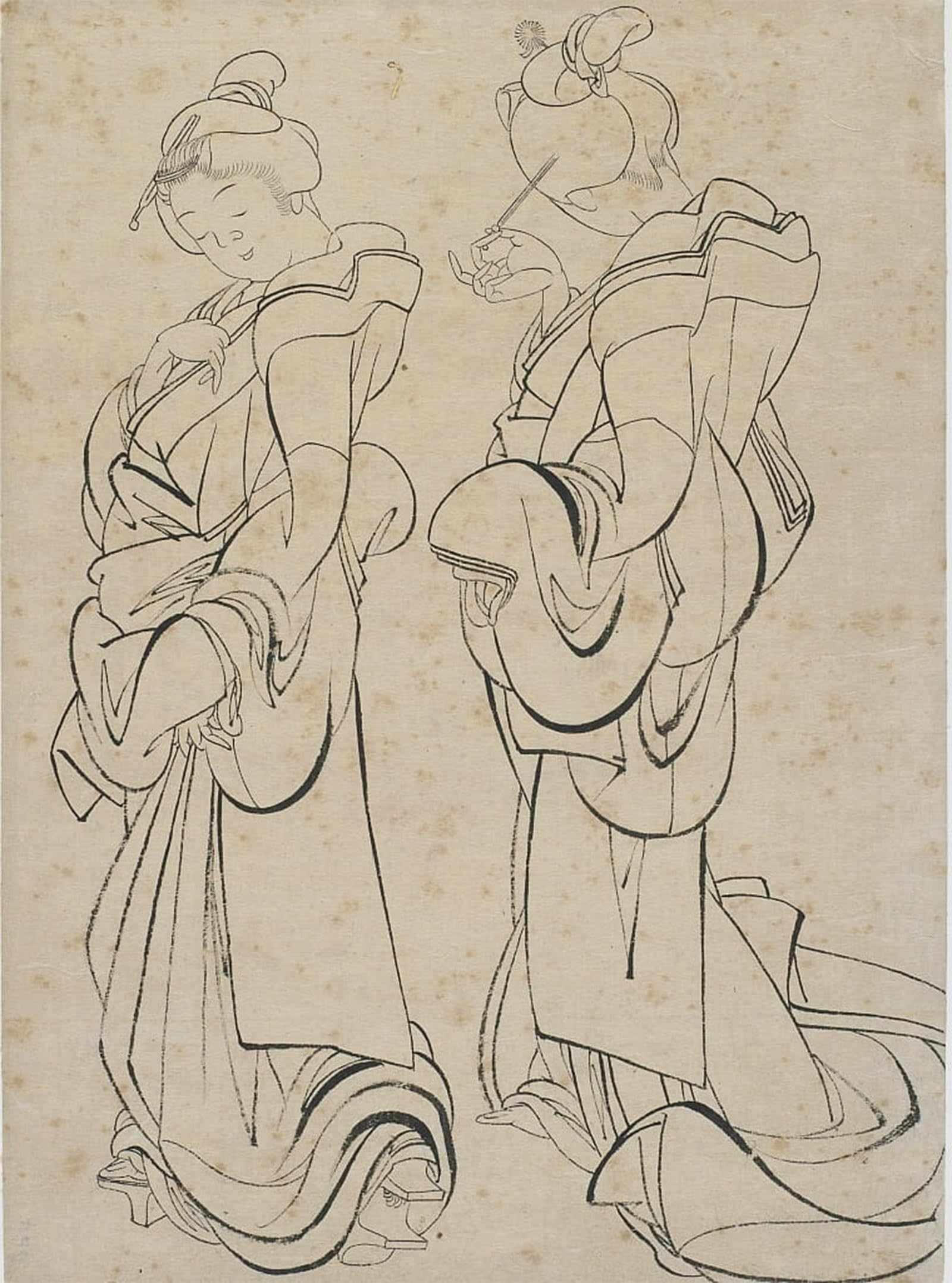 POSTERIIk Famous Modern Artwork Art Mural Two Women by Katsushika Hokusai Oil Paintings Pictures for Home Decor 60x90cm
