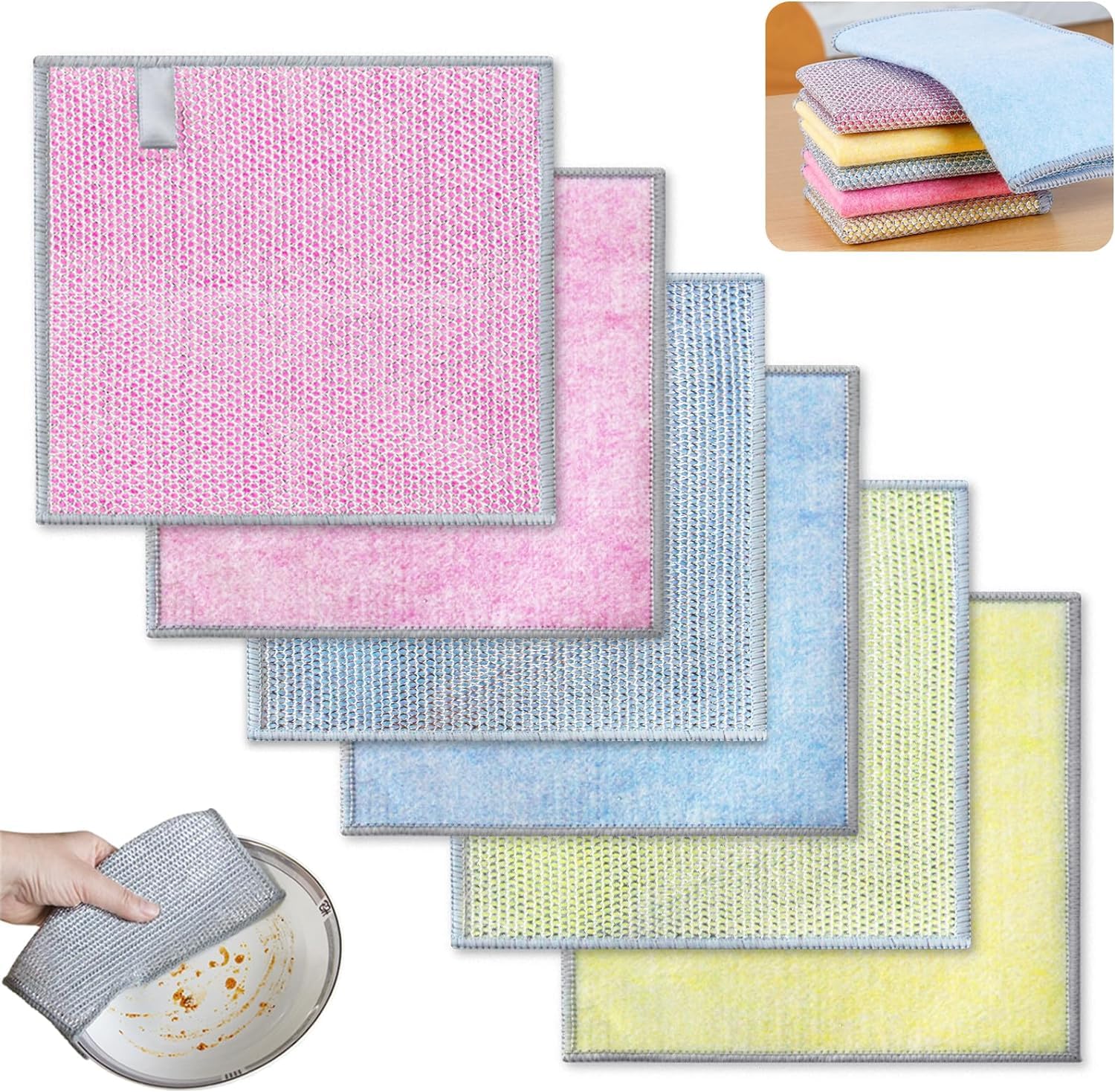 JICOOT 3 New Upgrade Steel Wire Dishcloth, Two-Layer Steel Wire Cleaning Cloth & Absorbs Water Quickly, Powerful Cleaning Non-Scratch Wire Dishcloth Rag for Cookware, Sinks, Dishes, Stove Tops (B0D3XX36T4) Amazon Price History, Amazon Price Tracker