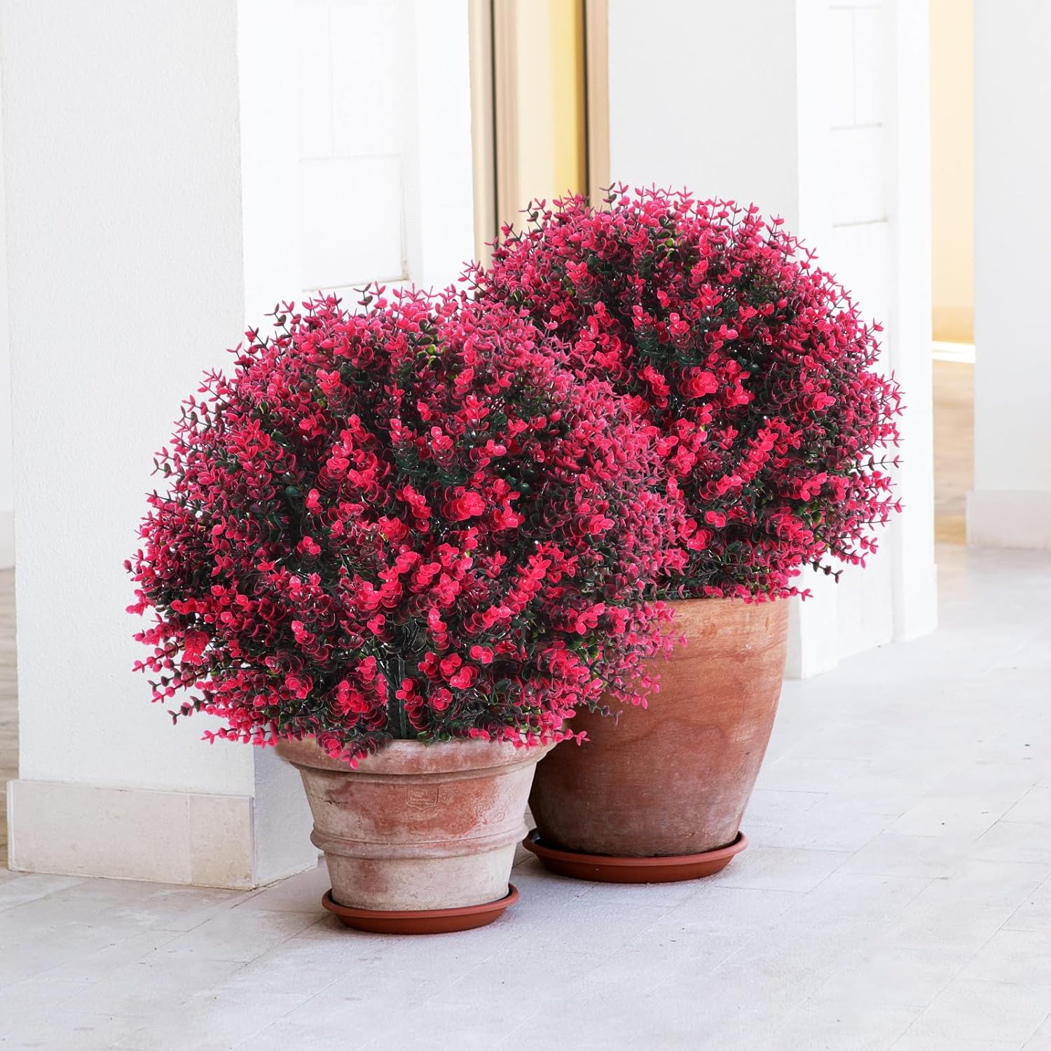 Yunlly 2 Pack 18 Inch Topiary Balls Artificial Outdoor with Ground Stakes, UV Resistant Artificial Boxwood Balls, Faux Topiary Tree, Fake Bushes for Front Door Porch Patio Planters