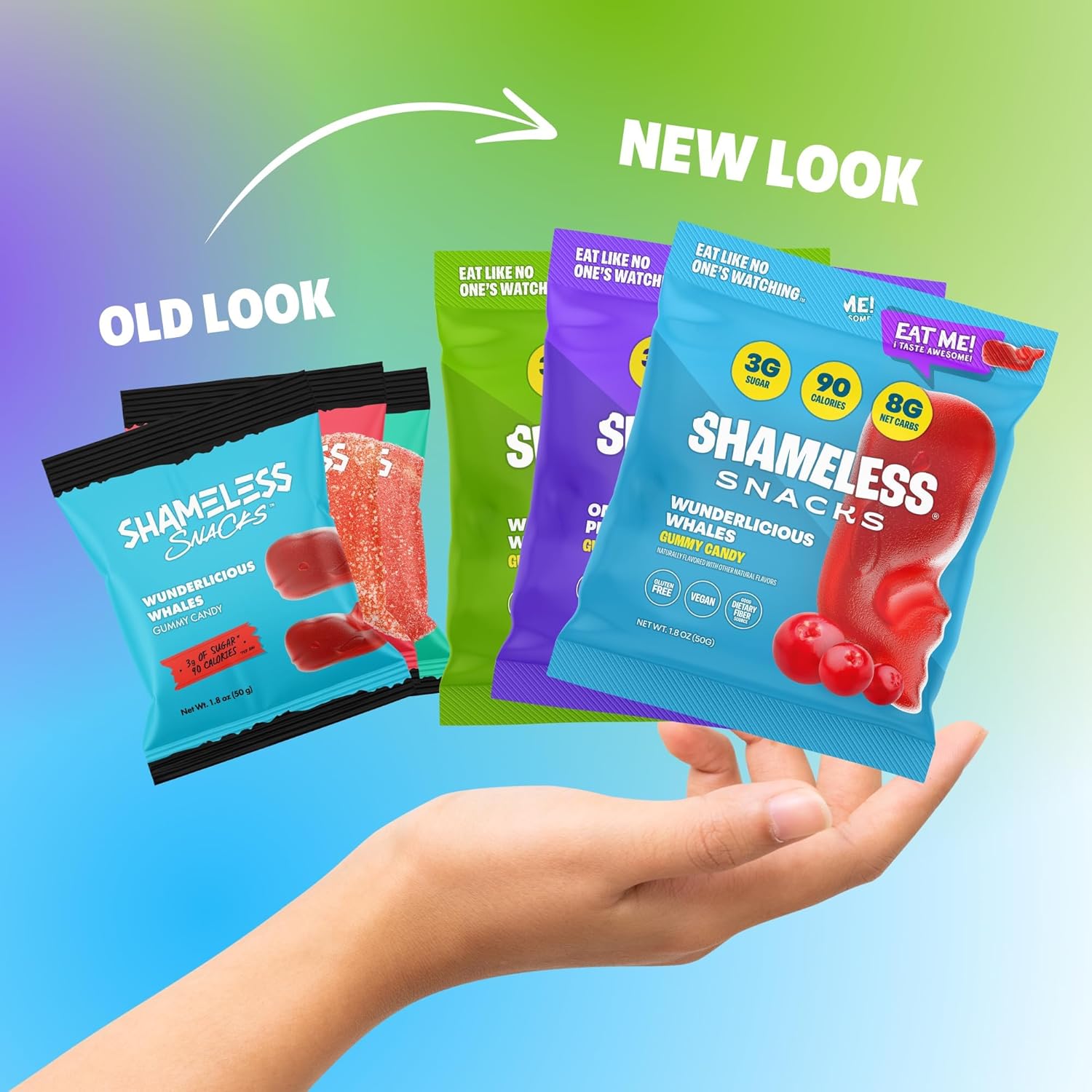 Shameless Snacks - Low Carb Keto Gummies Gluten Free Candy Bundle - Peach, Watermelon, Wunderlicious Whales