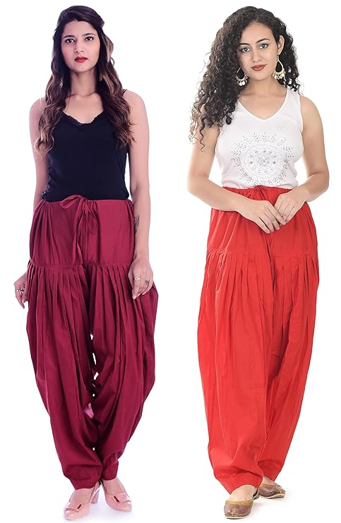 NATHAWAT Women’s Regular Fit Cotton Salwar – Maroon, Red