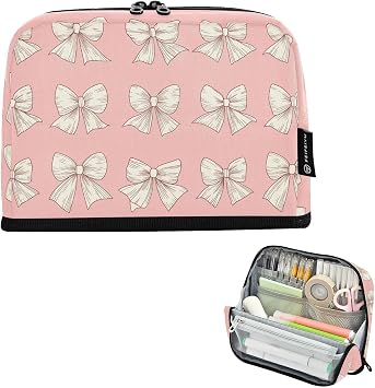 Bows Drawing Pencil Case Bag Boys Girls Kids Large Pencil Pouch Pen Holder with Big Capacity