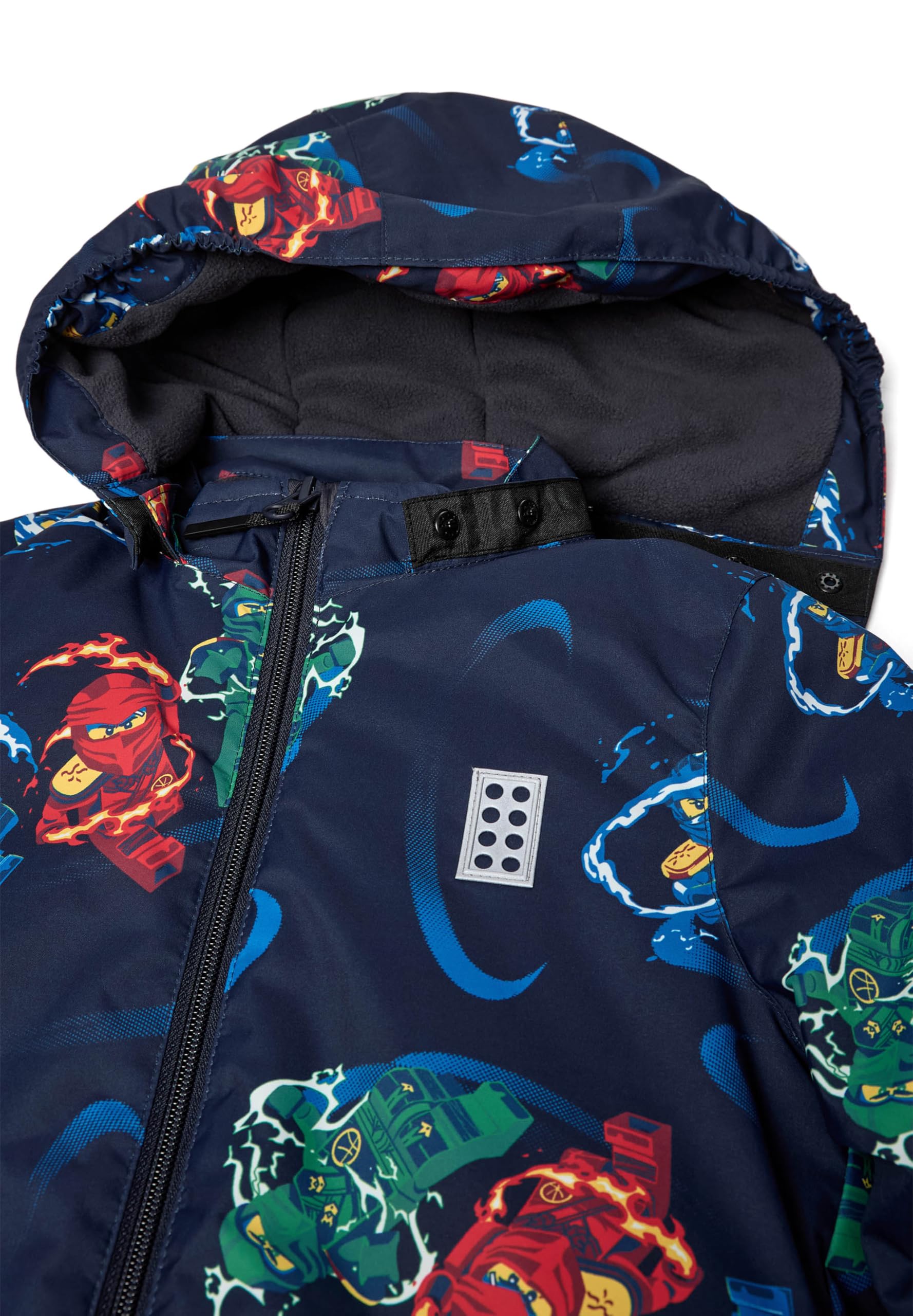 Kabooki LEGO® NINJAGO® Winterjacke für Jungen - Winddichte & Wasserabweisende (3.000 mm) Jacke mit All-Over Print | Abnehmbare Kapuze, Fleece-Futter & 3M Reflektoren