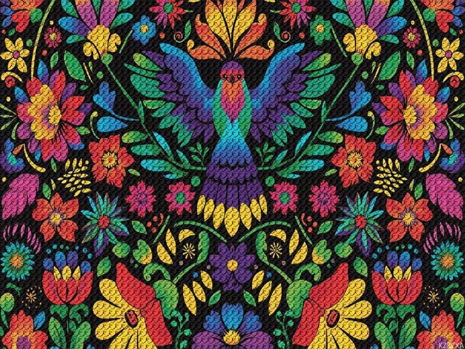 Mexican Ethnic Flower Diamond Art Painting Art Kits for Adults Diamond Art Painting Kits 5D Painting Art Kits for Home Wall Decor 12x16 inch