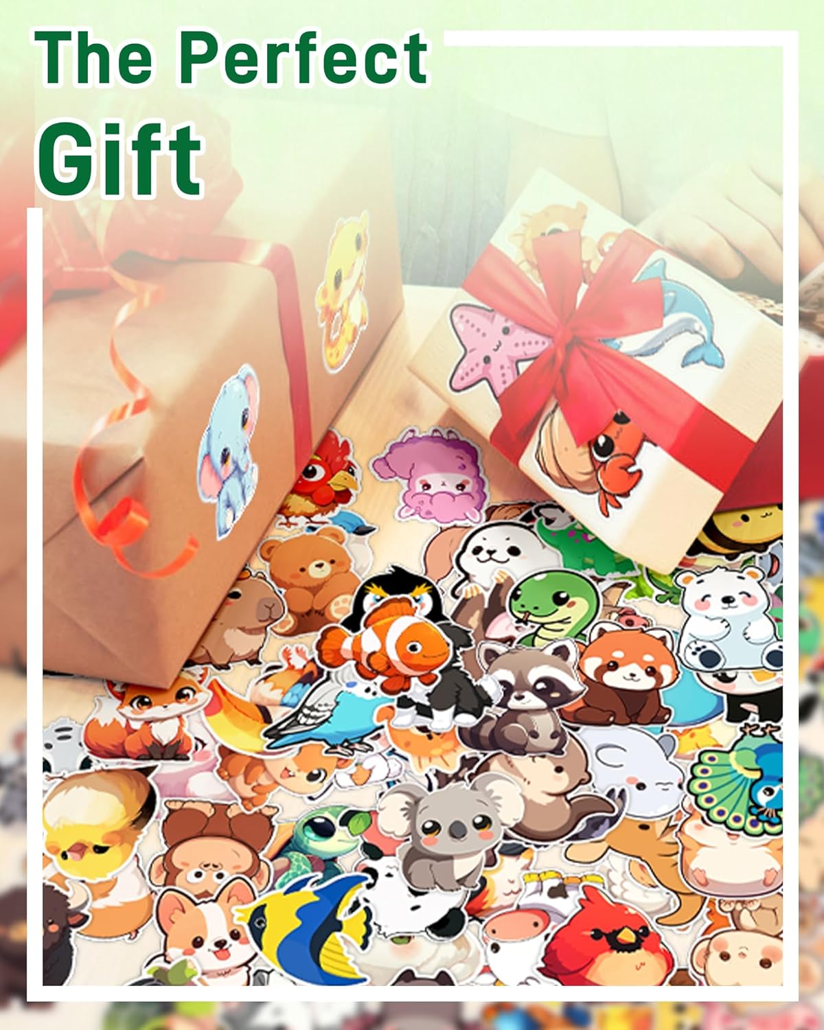 100 Pcs Chibi Cute Animal Stickers for Teens Adults Kids, Waterproof Vinyl Decal Pack for Water Bottle, Kawaii Cartoon Animal Sticker for Laptop,Luggage,Skateboard,Classroom Prizes,Party Decor - Image 6