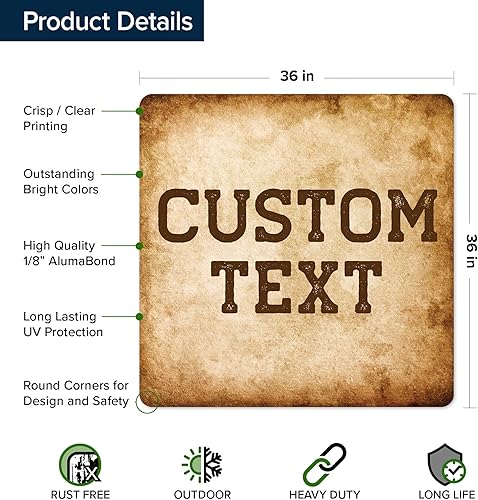 Miniatura 1236 de My Sign Center - Letrero personalizado, 11 colores de fuente, 13 estilos de fuente, 4 opciones de agujero, 22 tamaños, 8 x 32 pulgadas, sin óxido,