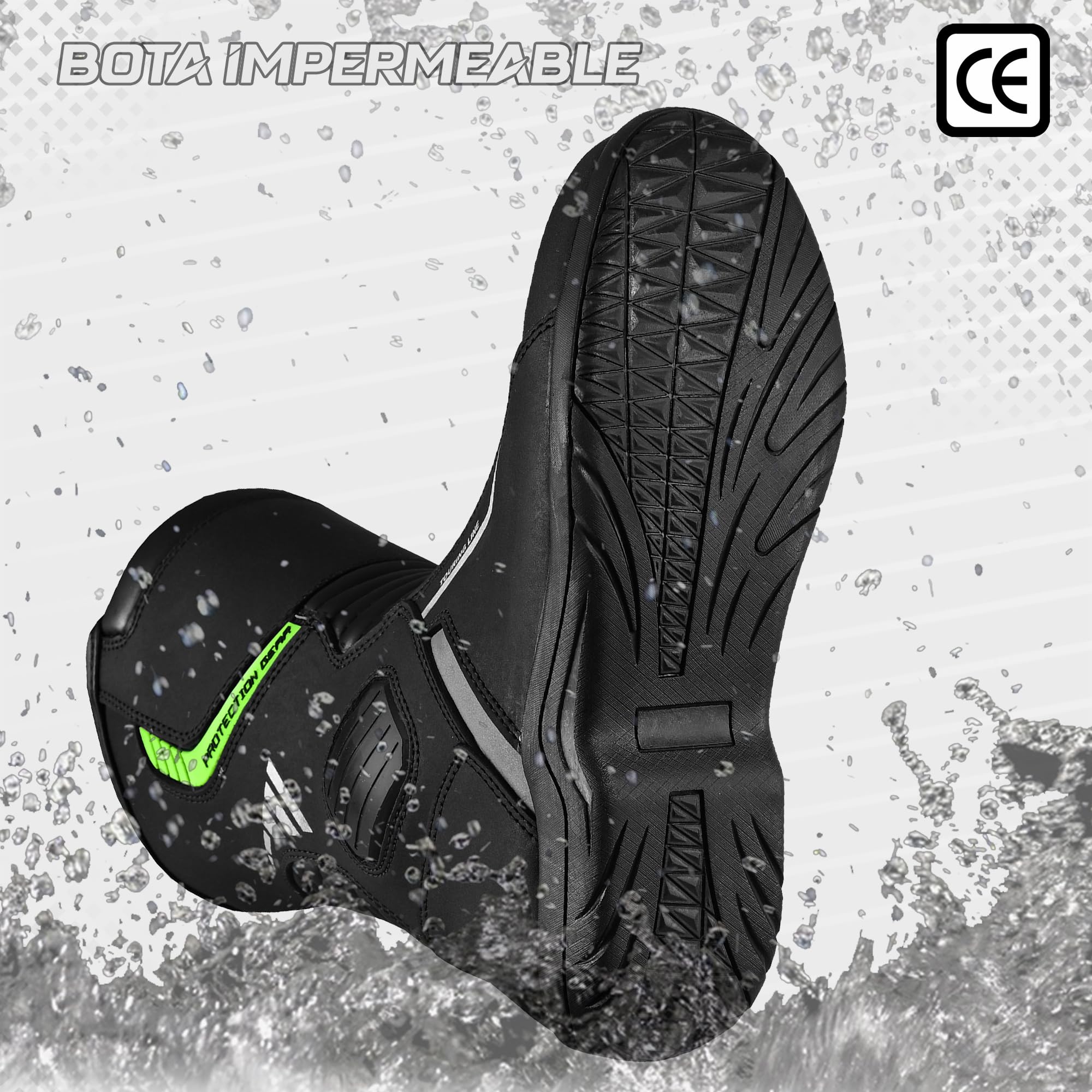 Botas de moto para hombre Botas de aventura y turismo, impermeables, reforzadas y ligeras, suela de goma antideslizante, protección de tobillo y talón, detalles reflectantes CE