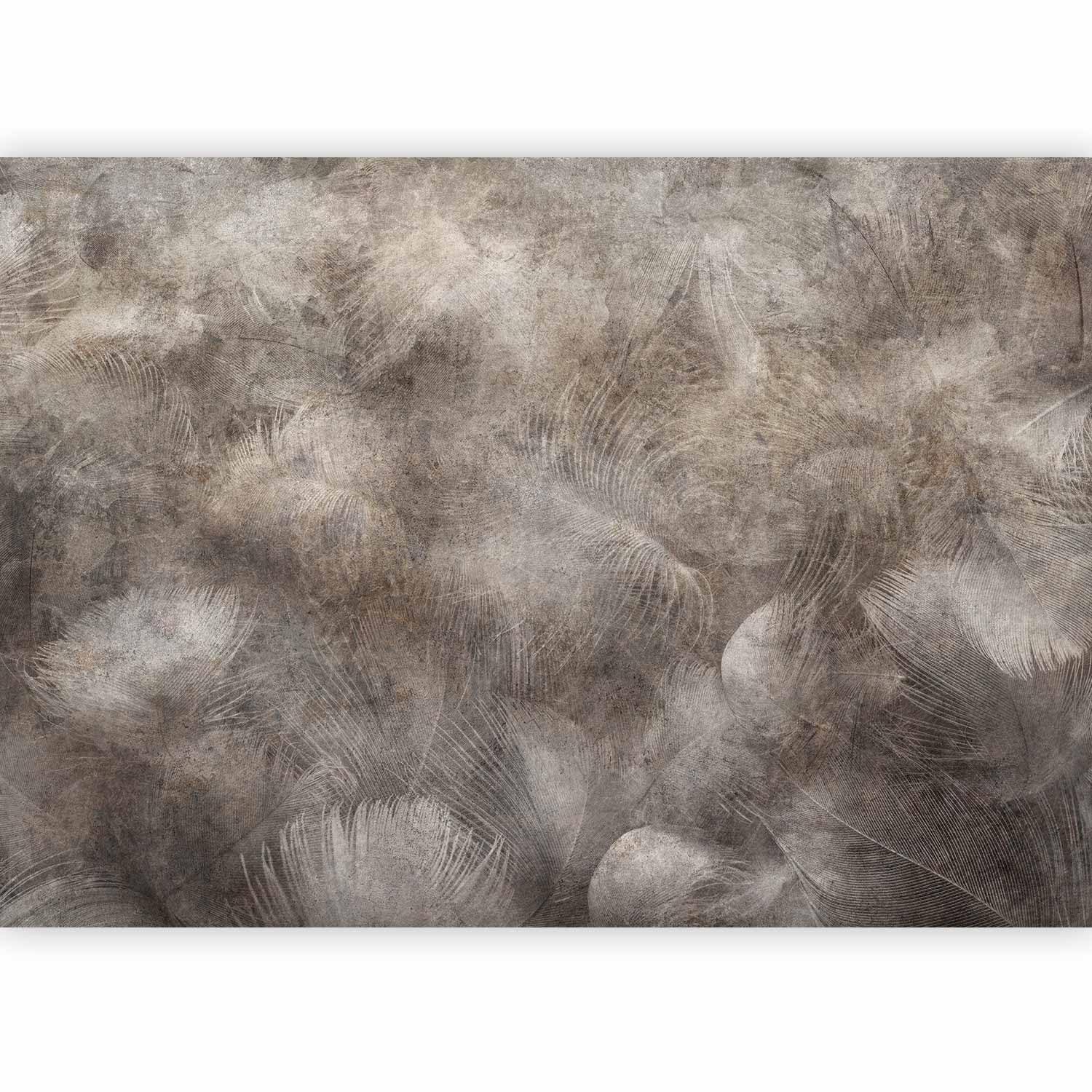 murando Photo Wallpaper Abstract 450x315 cm / 177.16" x 124" Non-Woven Premium Art Print Fleece Wall Mural Decoration Poster Picture Design Modern Texture Grey Feather Ornament b-A-0806-a-a โ image 1