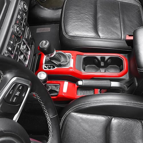 Vista 27 de JeCar Cubierta de panel para palanca de cambios de palanca de cambios de consola central para Jeep Wrangler JL JLU Gladiator JT 2018-2025+ Textura