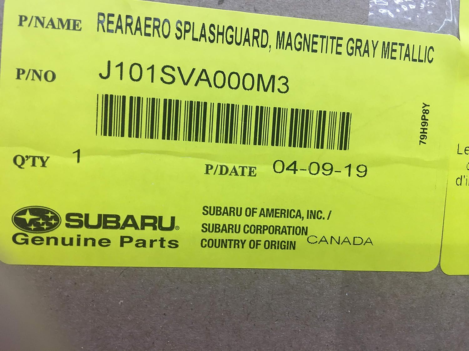 Subaru 2015-2020 STI WRX Genuine SUBARU AERO Splash Guards Rear OEM Set of 2 (Dark Gray Metallic)