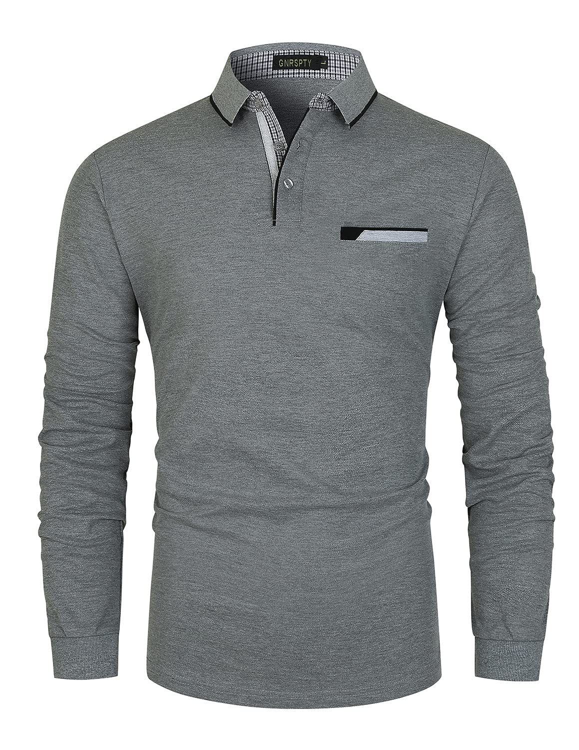 GNRSPTY Polo Manica Lunga Uomo Maglietta Denim Collare Maglia Elegante Cotone T-Shirt Golf Tennis Lavoro Camicia