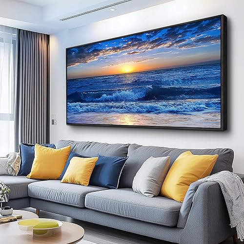 Miniatura 11 de Lienzo decorativo para pared de sala de estar, baño, decoración de pared, paisaje en blanco y negro, árbol azul, luna, pintura para colgar, Árboles