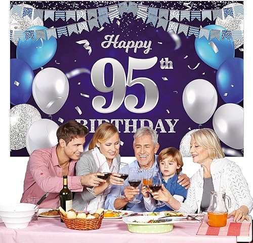 Vista 67 de Cartel de feliz cumpleaños número 31, globos azul marino, bandera de confeti a rayas, puntos de luz, saludos a 31 años, decoración temática