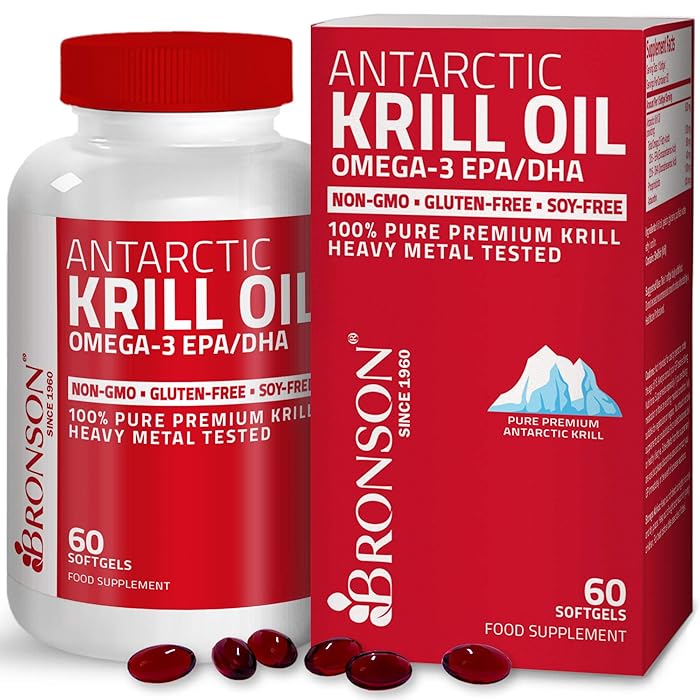 Buy Bronson Antarctic Krill Oil with Omega3s EPA, DHA, Astaxanthin and