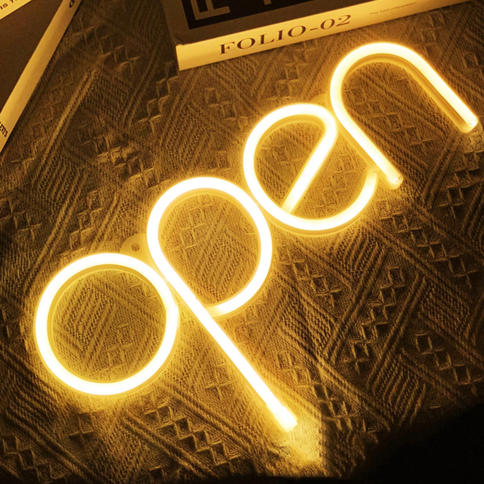 LED Open Neon Sign 35x18cm for Shop Window Decor(Warm/No Sticker)