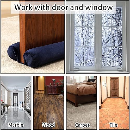 Miniatura 4 de TumiMallody - Tope para puerta, bloqueador de corrientes de aire de puerta de 2 pulgadas, burlete ligero de ruido, barridos de puerta de 32 a 38