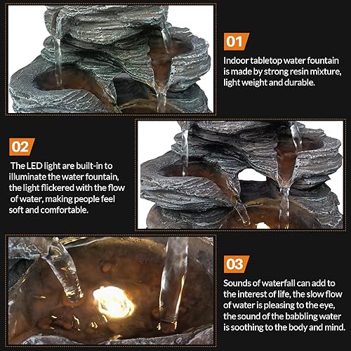 Vista 3 de Indoor Waterfall Fountains,Tabletop Water Fountain Indoor,Water Fountains Indoor,Tabletop Water Fountain and Desk Waterfall for Home Office Decor