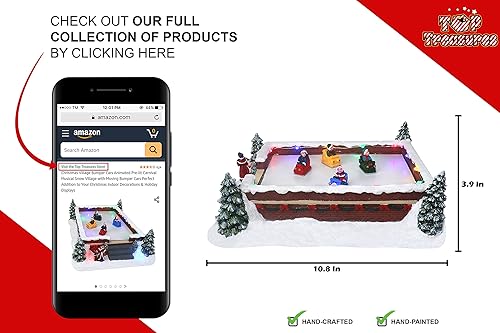 Miniatura 8 de Coches de parachoques de aldea de Navidad  Carnaval animado preiluminado  Aldea musical de nieve con autos parachoques en movimiento  Complemento