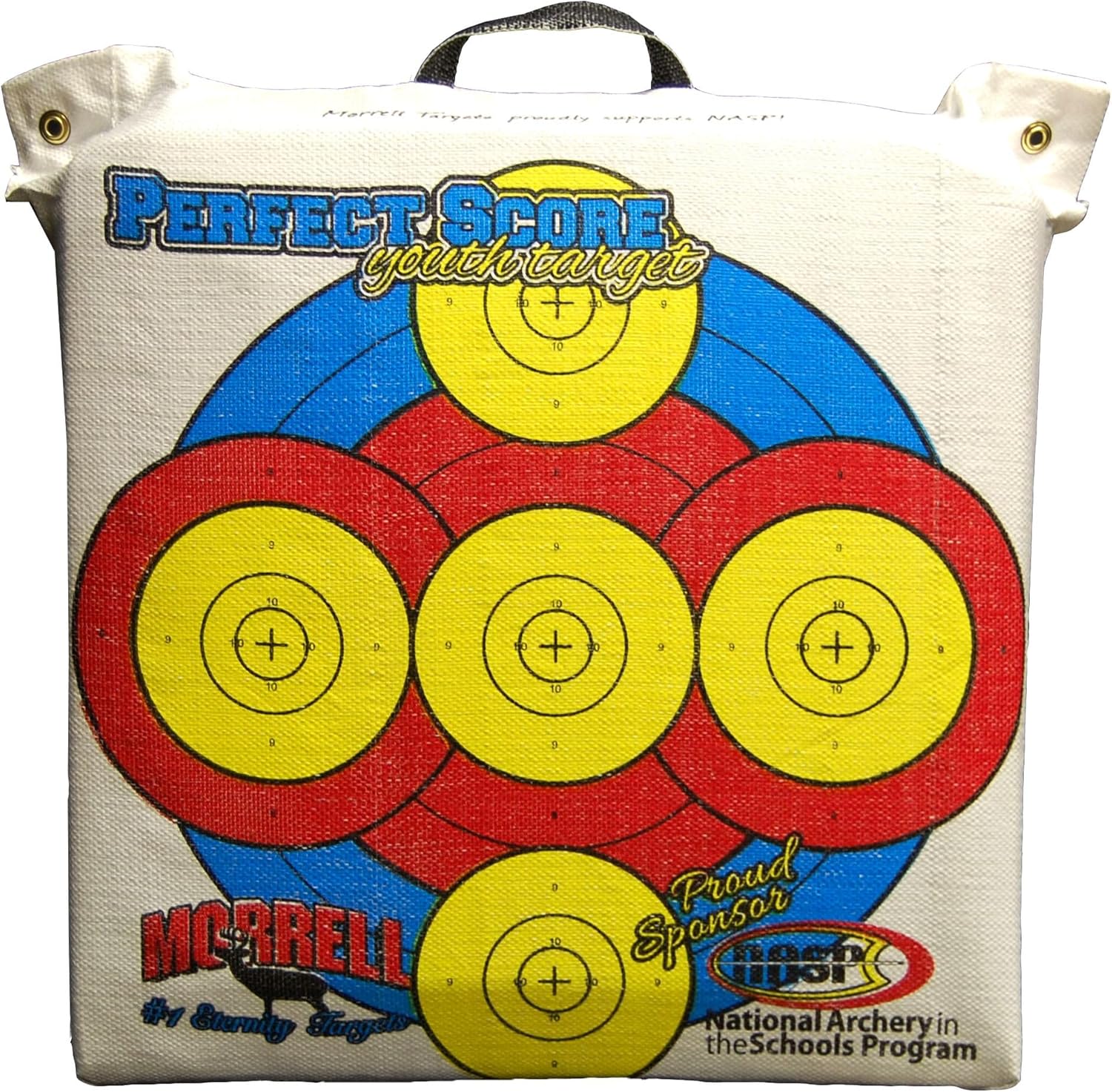 Morrell Perfect Score Youth Archery Target, Outdoor Field Point Practice Bag for Beginners with Large Bullseye and Easy Arrow Removal, White