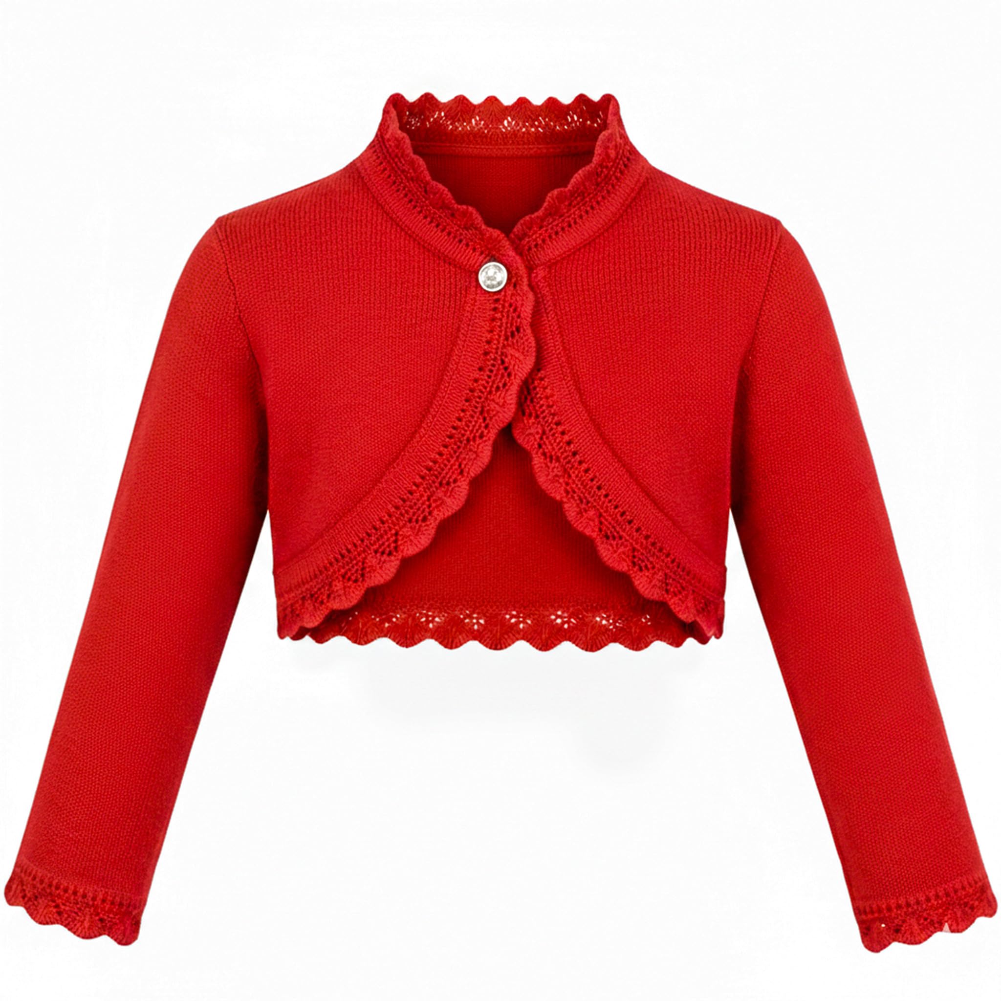Lilax Girls Red Little ' Knit Long Sleeve Button Closure Bolero Cardigan Shrug 3T