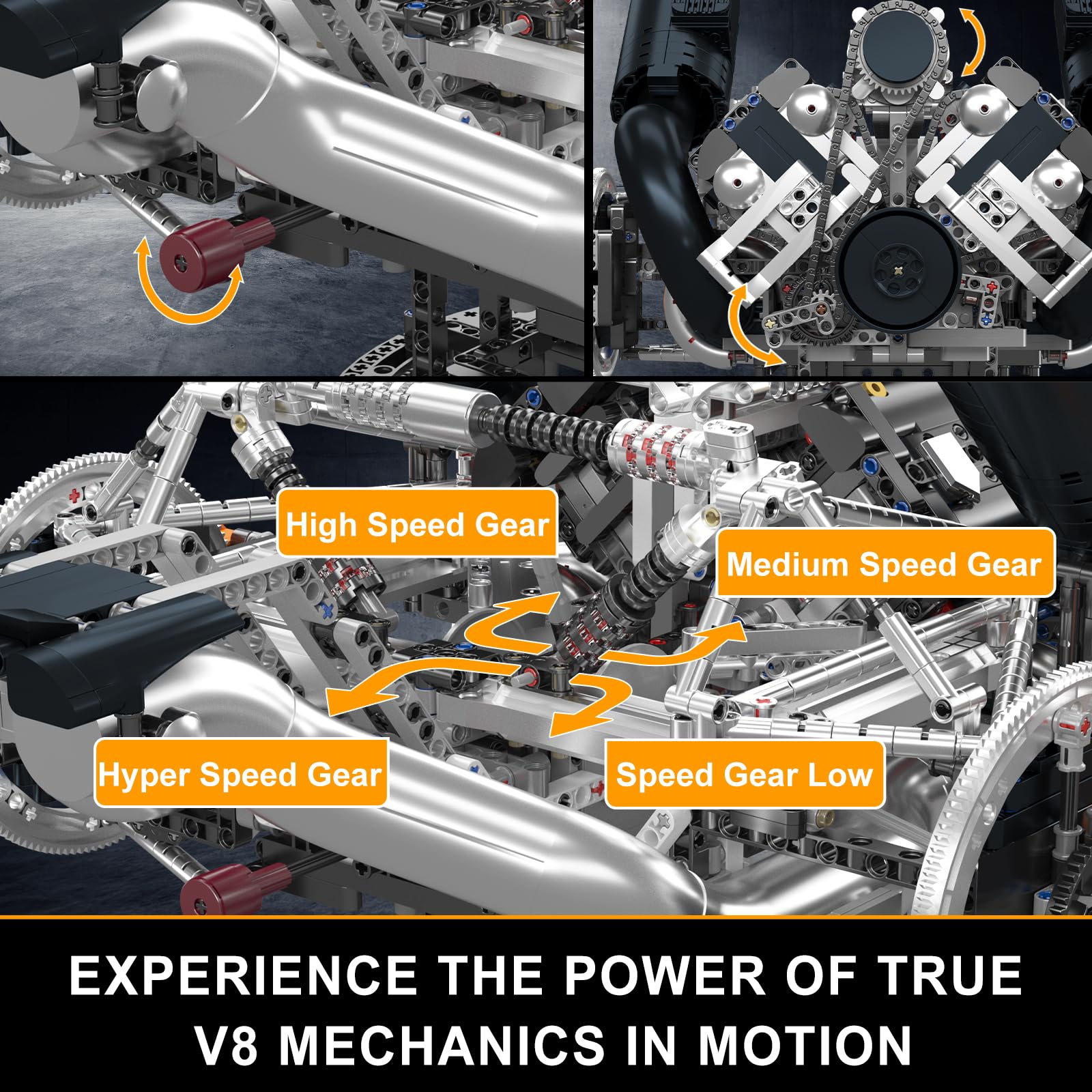 Mould King 10248 Techniczny Silnik V8 – Zestaw klocków konstrukcyjnych 3192 elementy, Model statyczny Twin Turbo, Edukacyjny zestaw STEM dla młodzieży i dorosłych (14+)