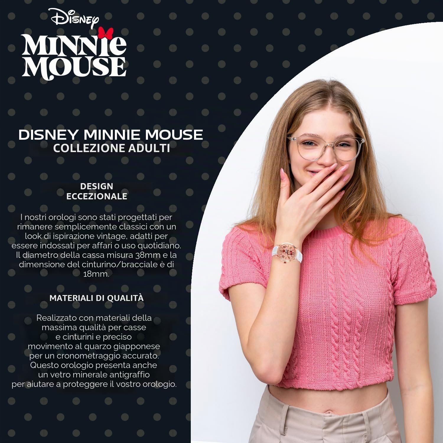 Disney - Orologio da polso da donna, motivo: Minnie Mouse