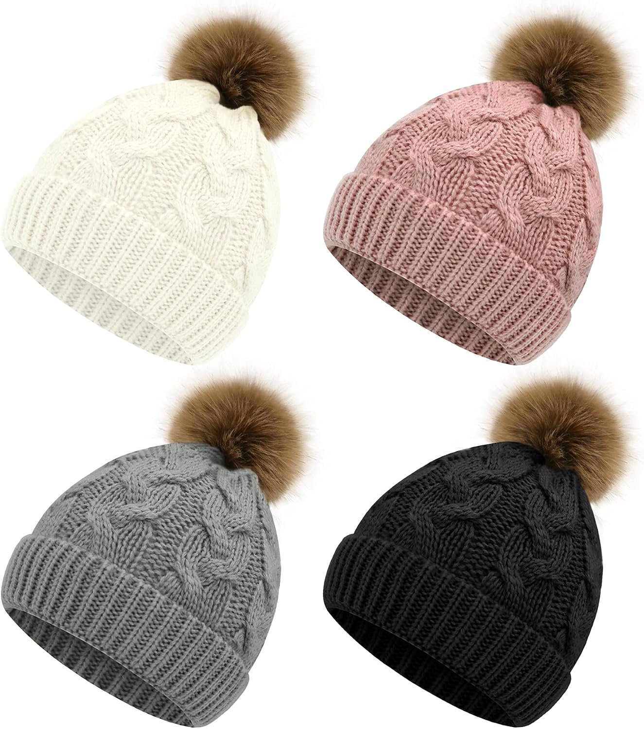 Olreco Baby Beanie Baby Winter Hat Toddler Winter Hat Infant Beanie Knit Toddler Hats for Girls Boys Infant Hats with Pom Pom
