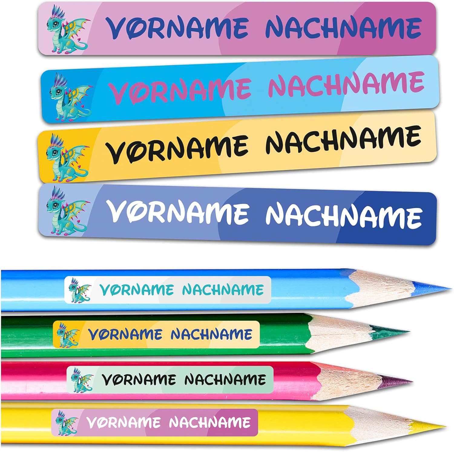 60 x Namensaufkleber Wunschname personalisiert je 4,5x0,6cm Aufkleber