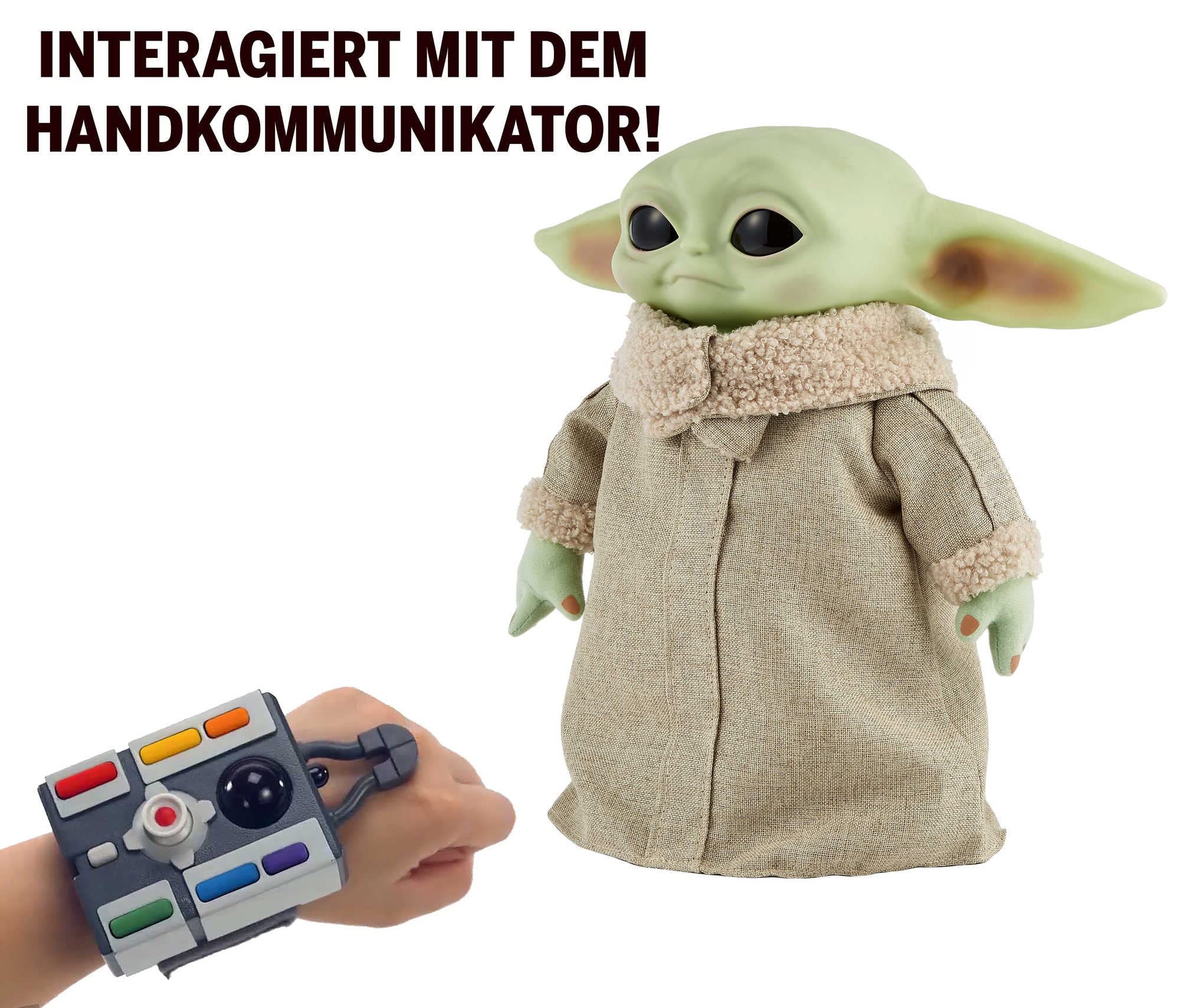 Mattel Disney Star Wars Spielzeug, The Child Plüschfigur, aus 'The Mandalorian', interagierend, mit Geräusch und Bewegungsfunktion, 28cm, Star Wars Geschenke, Spielzeug ab 3 Jahre, GWD87