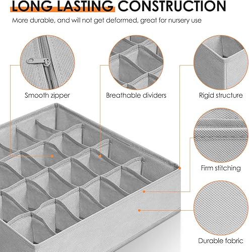 Miniatura 4 de Criusia Paquete de 16 organizadores de cajones de ropa interior para calcetines, organizador de 96 celdas para ropa de bebé, organizador de armario