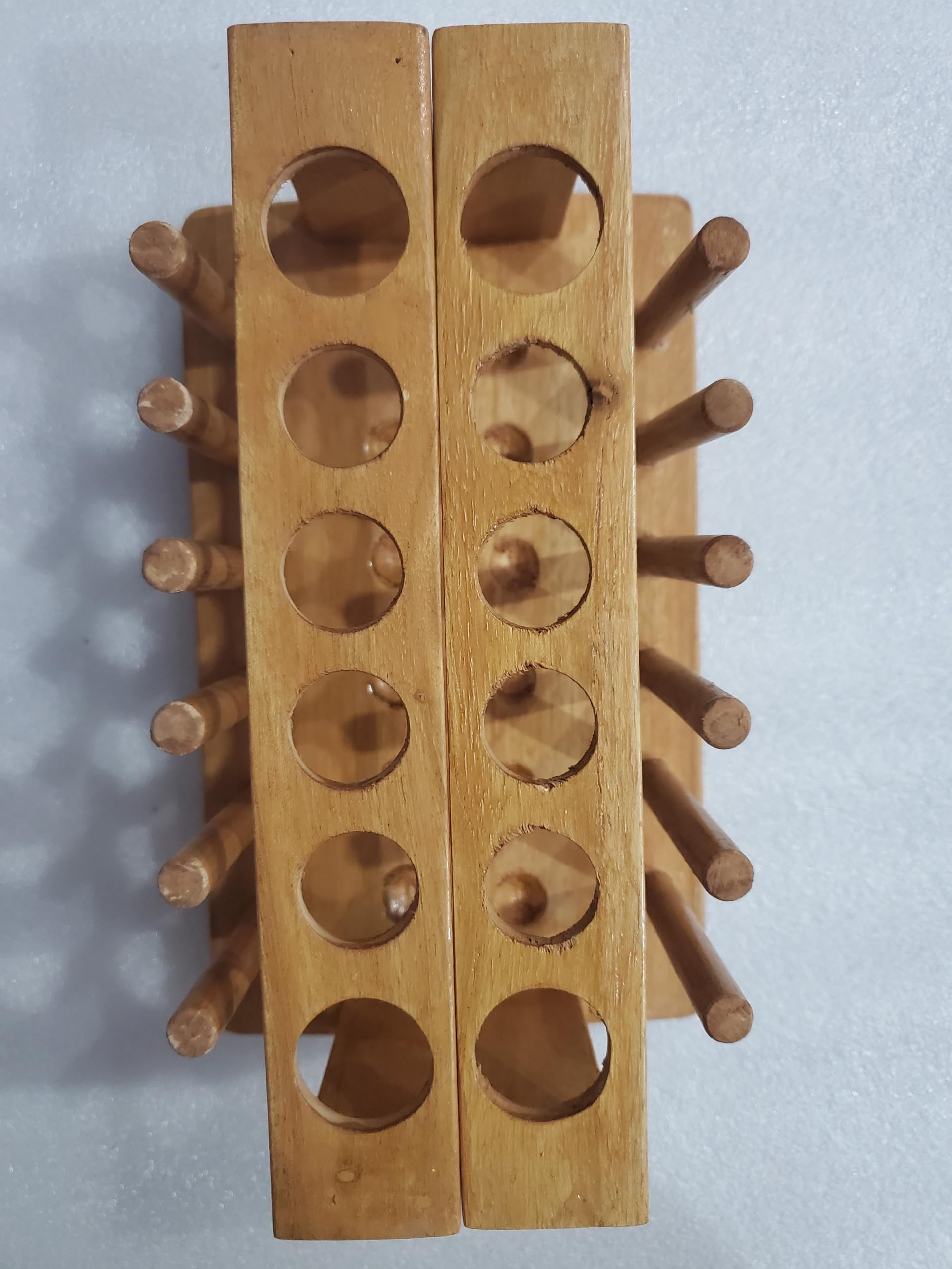 Wooden Test Tube Rack Stand with Drying Pegs, 12 Holes & 12 Pins | Pack of 2, Lab Tube Holder, Chemistry & Classroom Use, Professional Laboratory, Support Stand-image-18