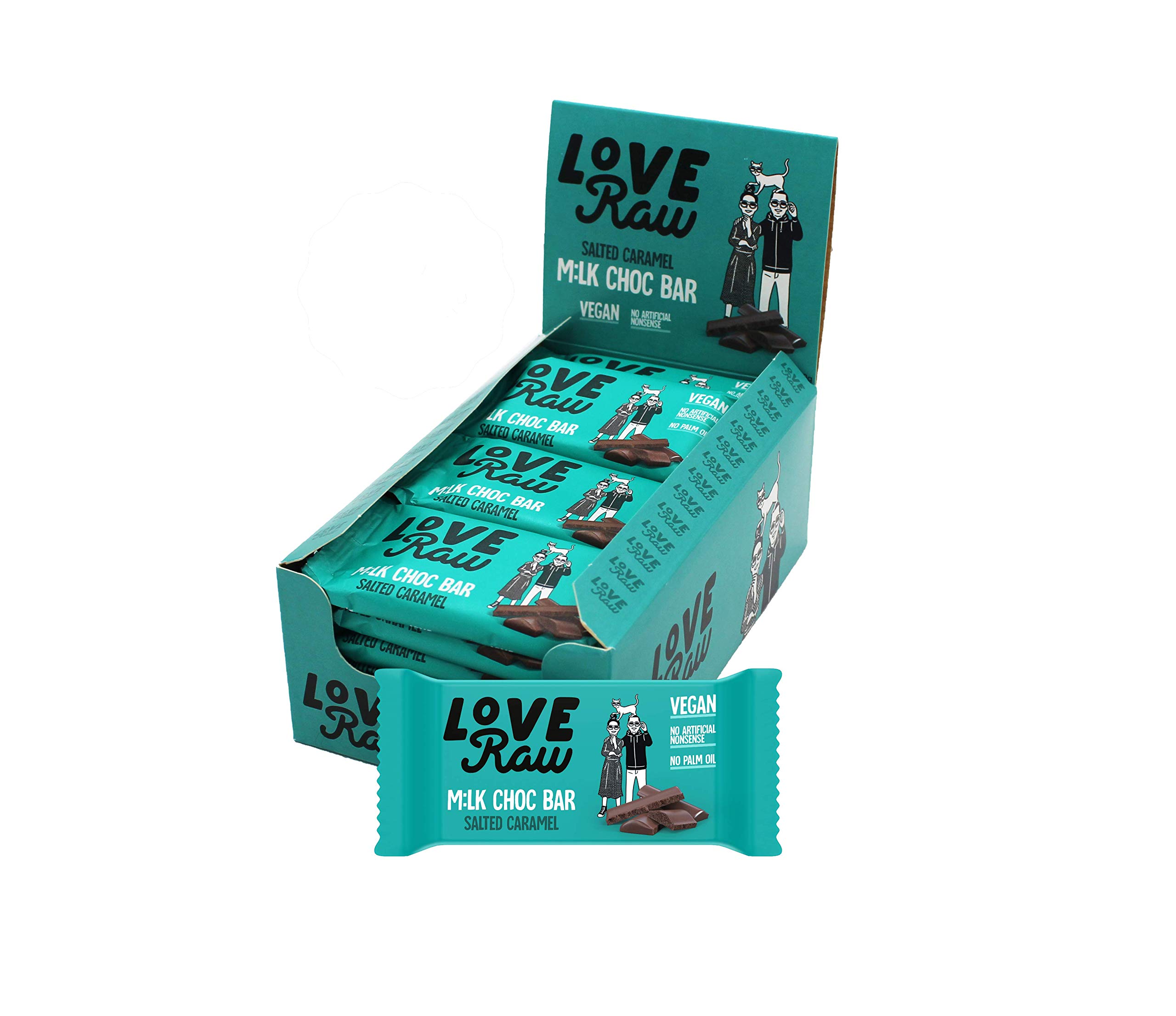 Buy LoveRaw Vegan Milk Chocolate Bars Salted Caramel Flavour Full