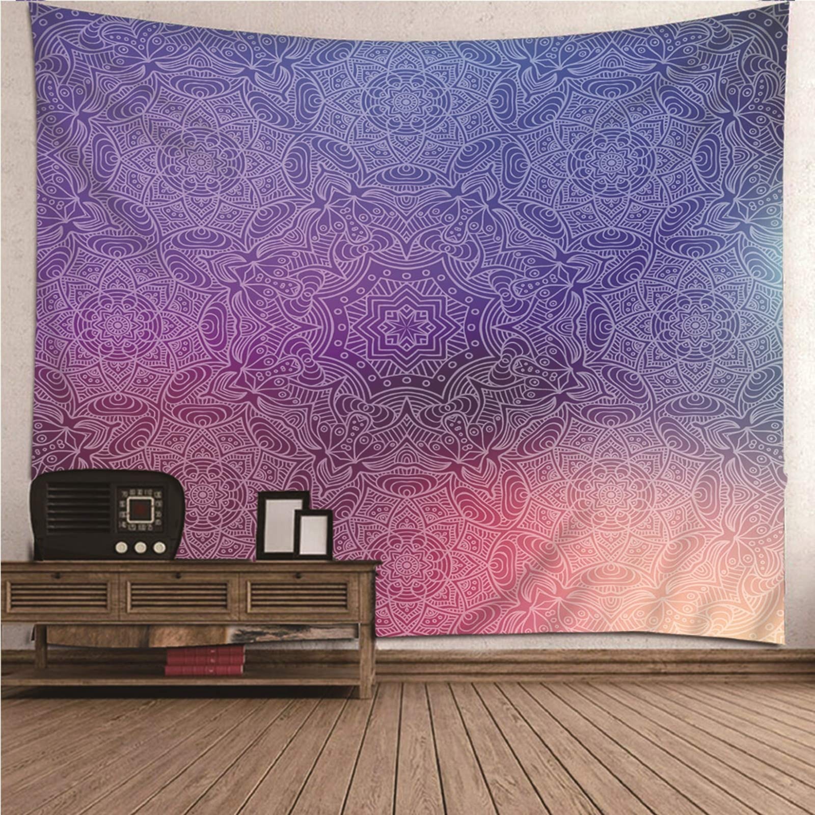 CEVAN Arazzo Parete Tappezzerie da Parete Motivo Mandala Arazzo Giapponese Letto Quadri su Tela Pittura Murale per La Decorazione Domestica Viola 240x220cm