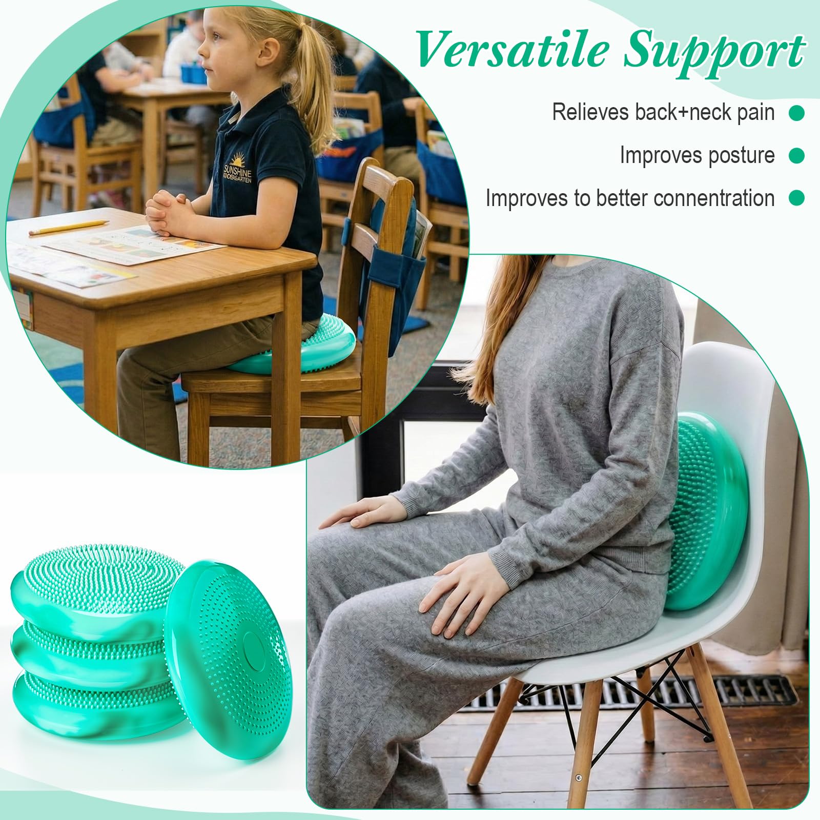 Libima 4 pezzi sedile oscillante per bambini sensoriali cuscino oscillante gonfiato sedile sensoriale design nuvola seduta flessibile per aula disco di equilibrio elementare per bambini adulti