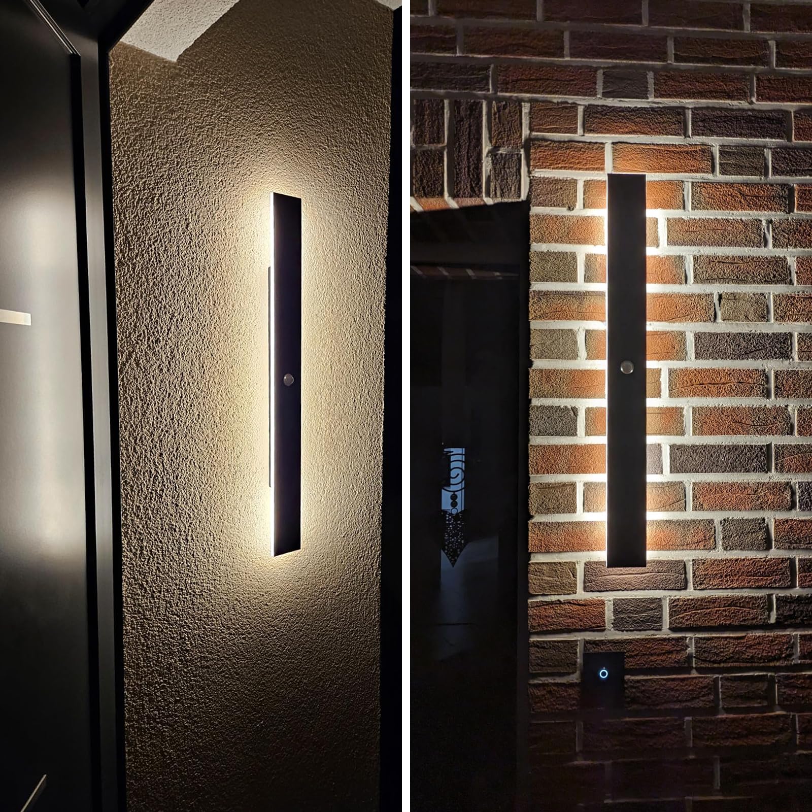 LED Luminaire Exterieur Murale Détecteur de Mouvement Longue Applique Murale 80CM Noir Etanche Lampe Murale Moderne Éclairage Mural Porch Garage Patio, Blanc Naturel 4000K 25W