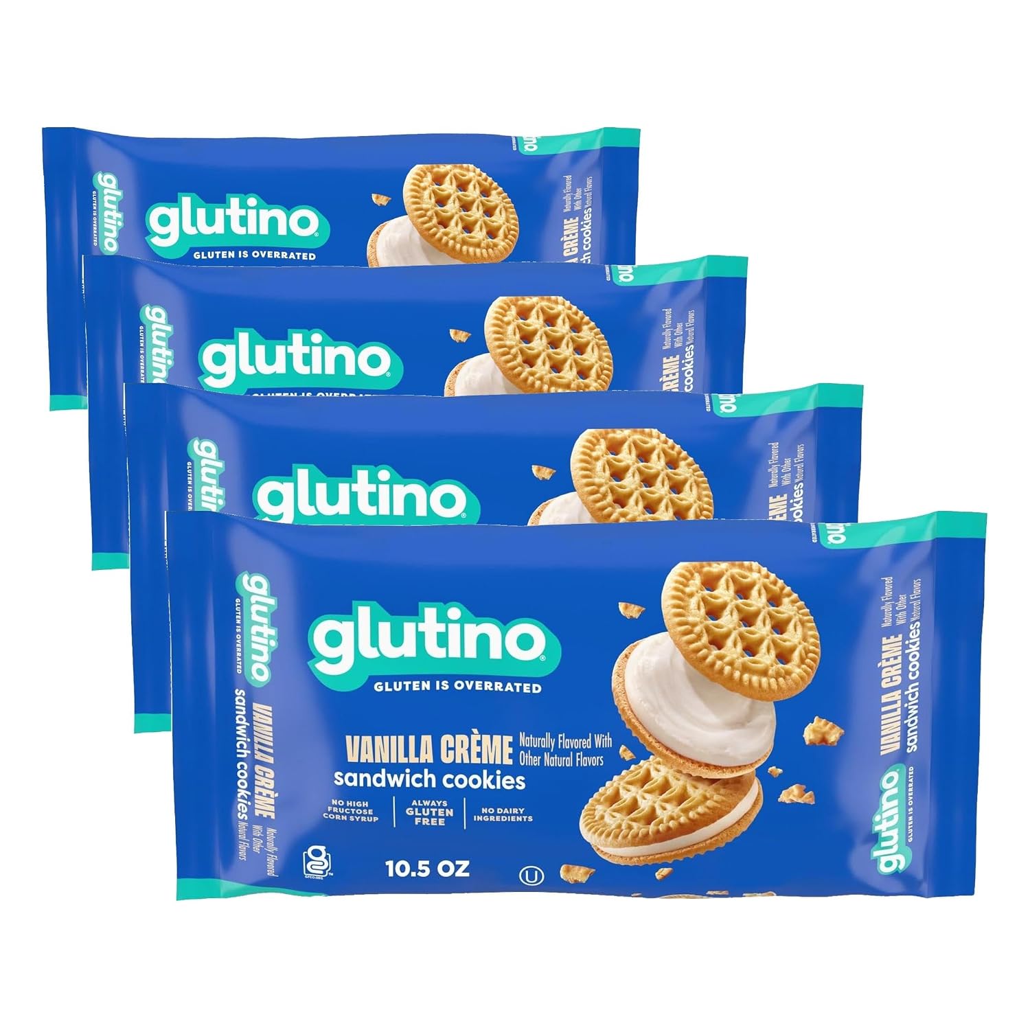 Glutino Gluten Free Vanilla Creme Cookies,10.5 oz (Pack of 4)