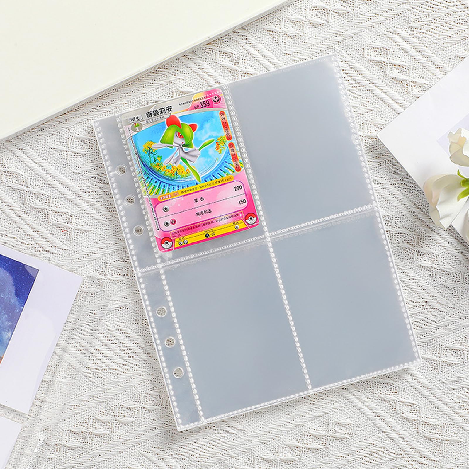 30 Stück Transparent Postkartenhüllen Fotohüllen A5 Postkarten Doppelseitig Fotohüllen 4 Taschen Foto Seitenschutz Fotoalbum Nachfüllseiten für Familien, Hochzeits