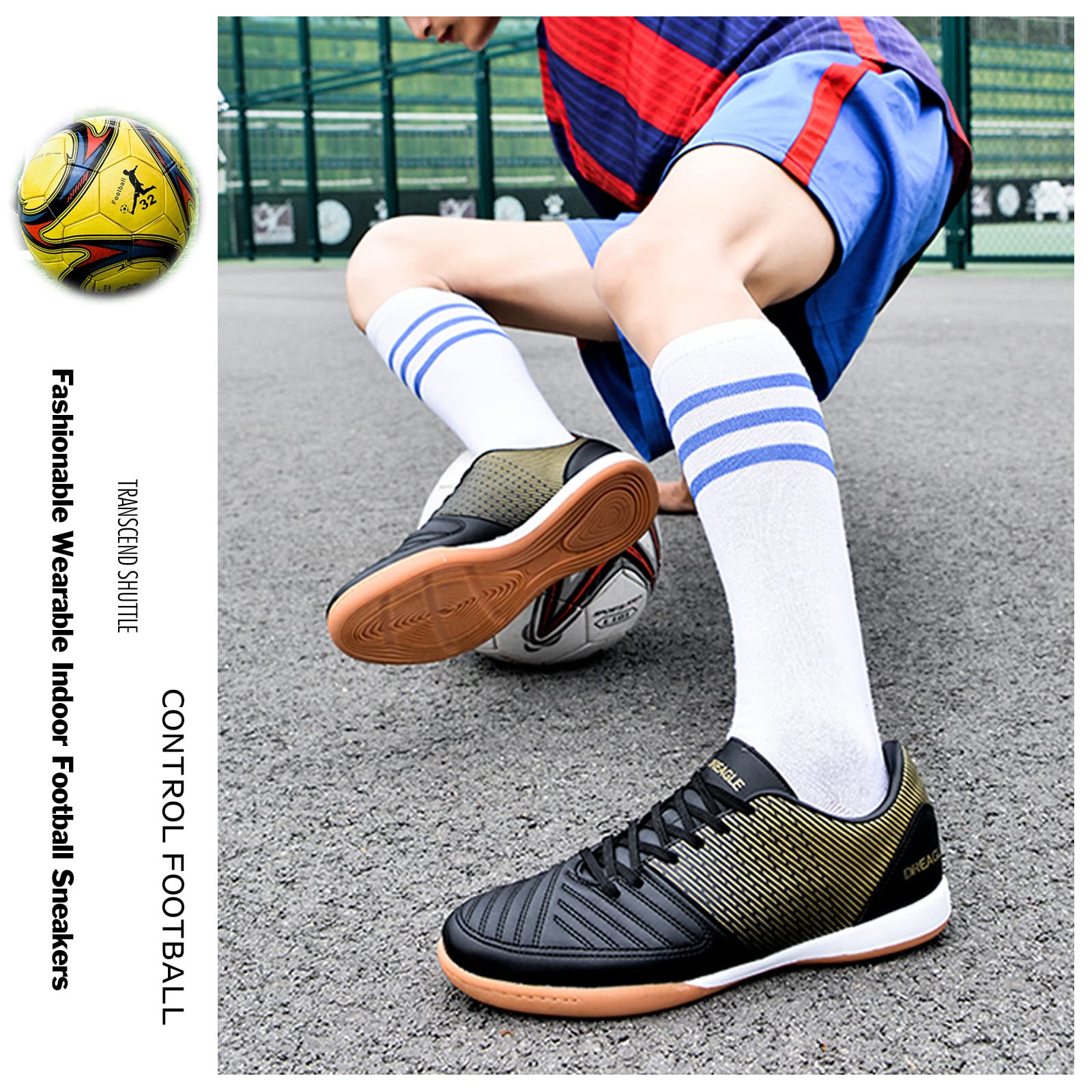 LZQpearl Hombre Zapatillas De Fútbol Sala, Botas De Fútbol IC/IN Indoor Street, Entrenamiento Competición Atletismo Soccer Shoe, para Niños Adolescentes Niño Niña Y Adultos