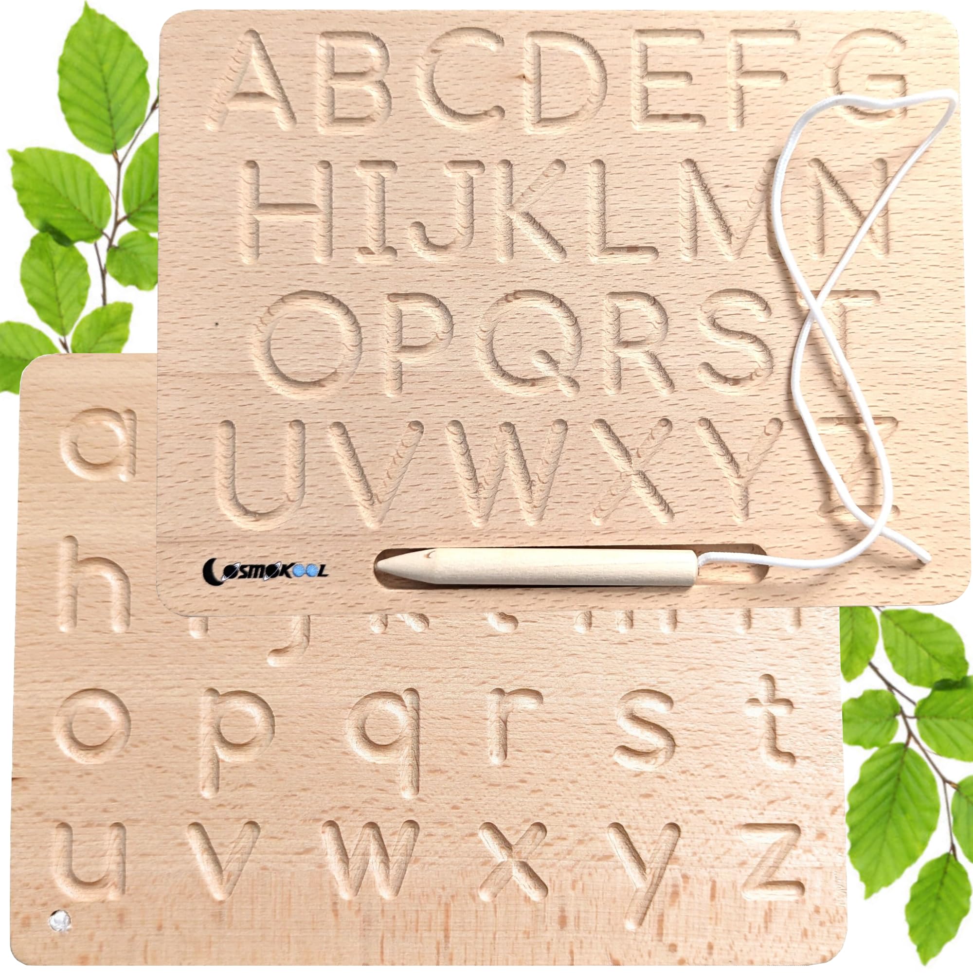CosmoKool Montessori Alphabet Tracing Board | Lowercase + Uppercase | ABC Letters| Preschool Classroom