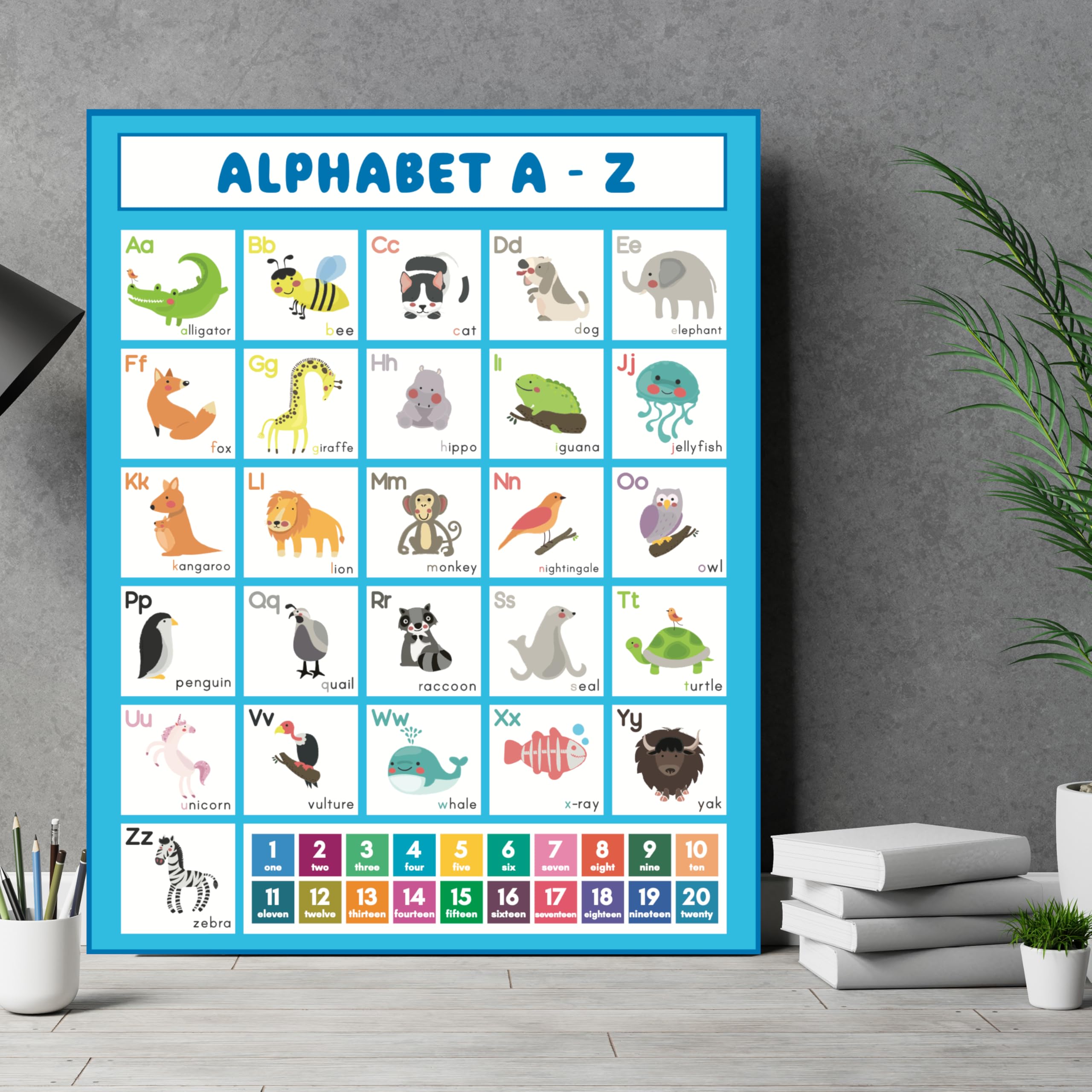 Venora Design ABC Alphabet & Numbers 1-20 Poster - Toddler Educational Charts (11 * 14inch)