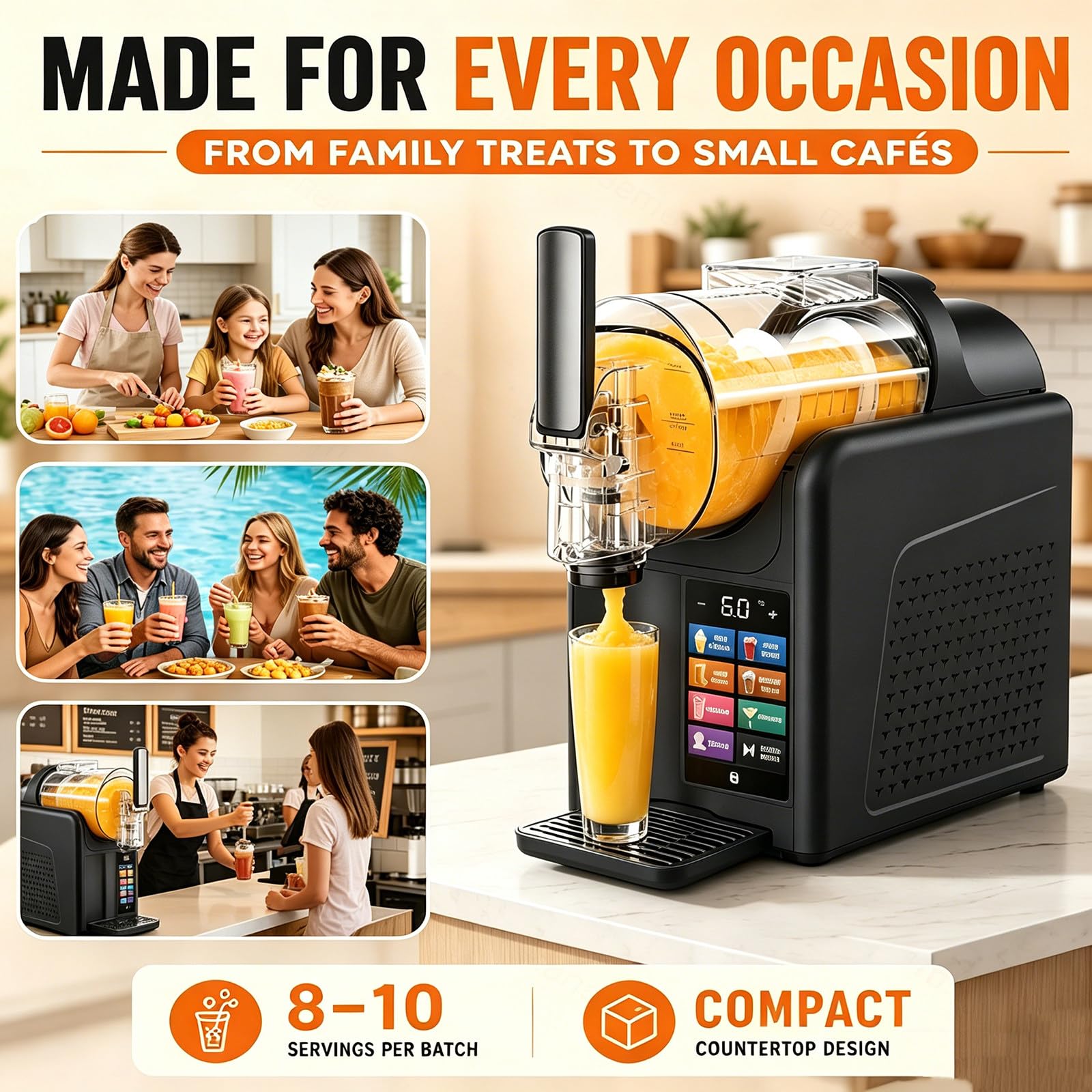 Máquina De Granizados Comercial, 2 L, para Margaritas Congeladas con Controles Independientes Y Pantalla LED, Ideal para Bares Y Restaurantes De Alto Tránsito. DoubleBowl-Black