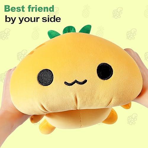 Miniatura 8 de Onsoyours Almohada de peluche suave de tortuga de tortuga, adorable juguete de peluche de tortuga Kawaii para niños (tortuga piña, 13 pulgadas)