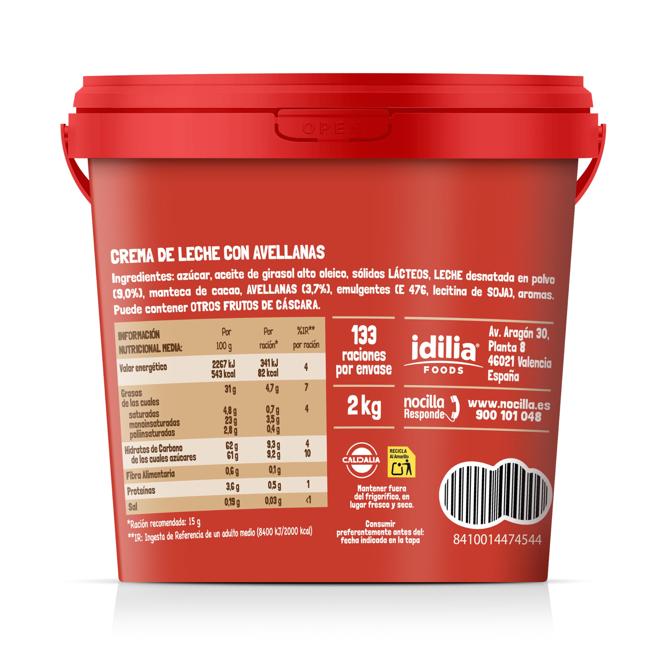 Nocilla, Profesional, Fluida con Sabor Avellanas sin Aceite de Palma - 2kg