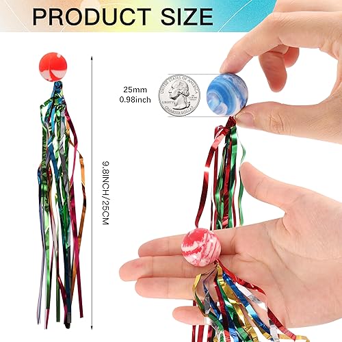 Miniatura 2 de Pllieay 50 bolas de cometa, bolas inflables de colores surtidos con serpentinas coloridas, bolas de goma para recuerdos de fiesta de niños, premios,